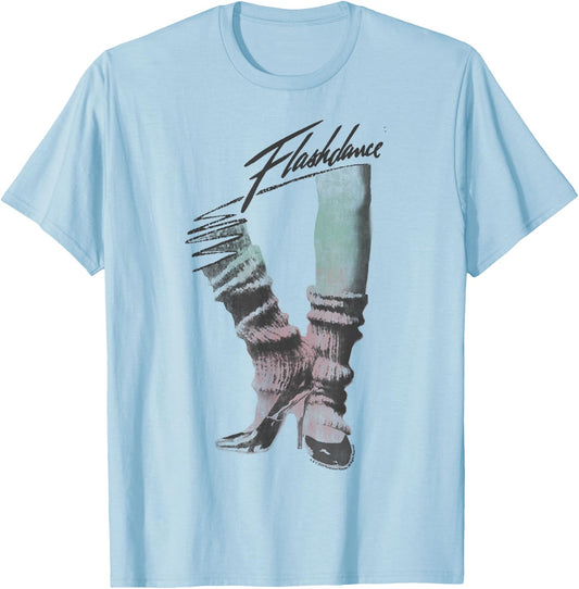 Flashdance Dancing Shoes Title Logo T-Shirt - T-Shirt | Light Blue