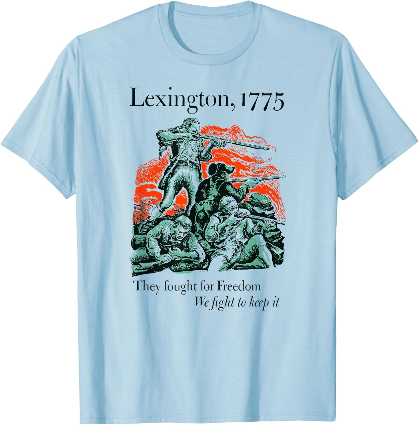 USA Patriotic Vintage Battle of Lexington Revolutionary War T-Shirt - T-Shirt | Light Blue