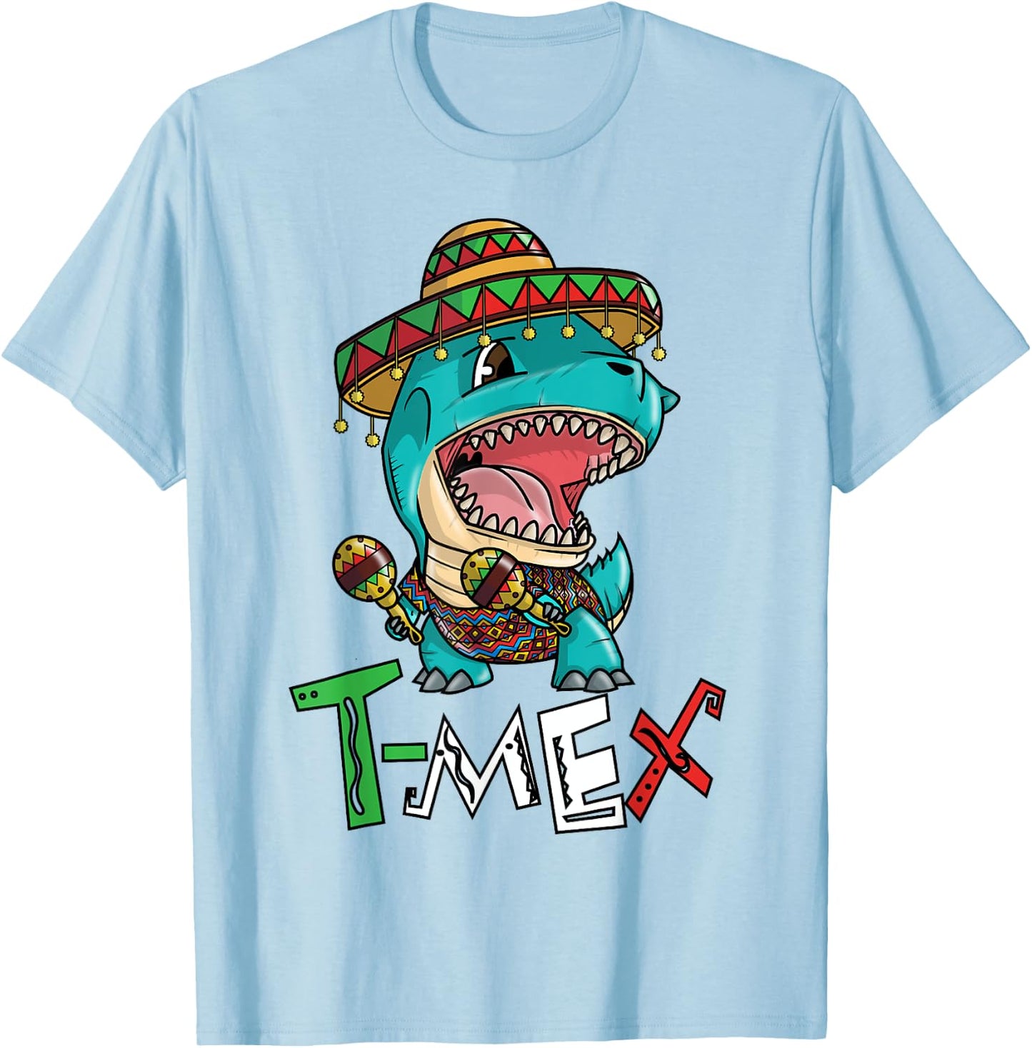 Cinco De Mayo Dinosaur Shirt Mexican Shirts for Boys Funny T-Shirt - T-Shirt | Light Blue