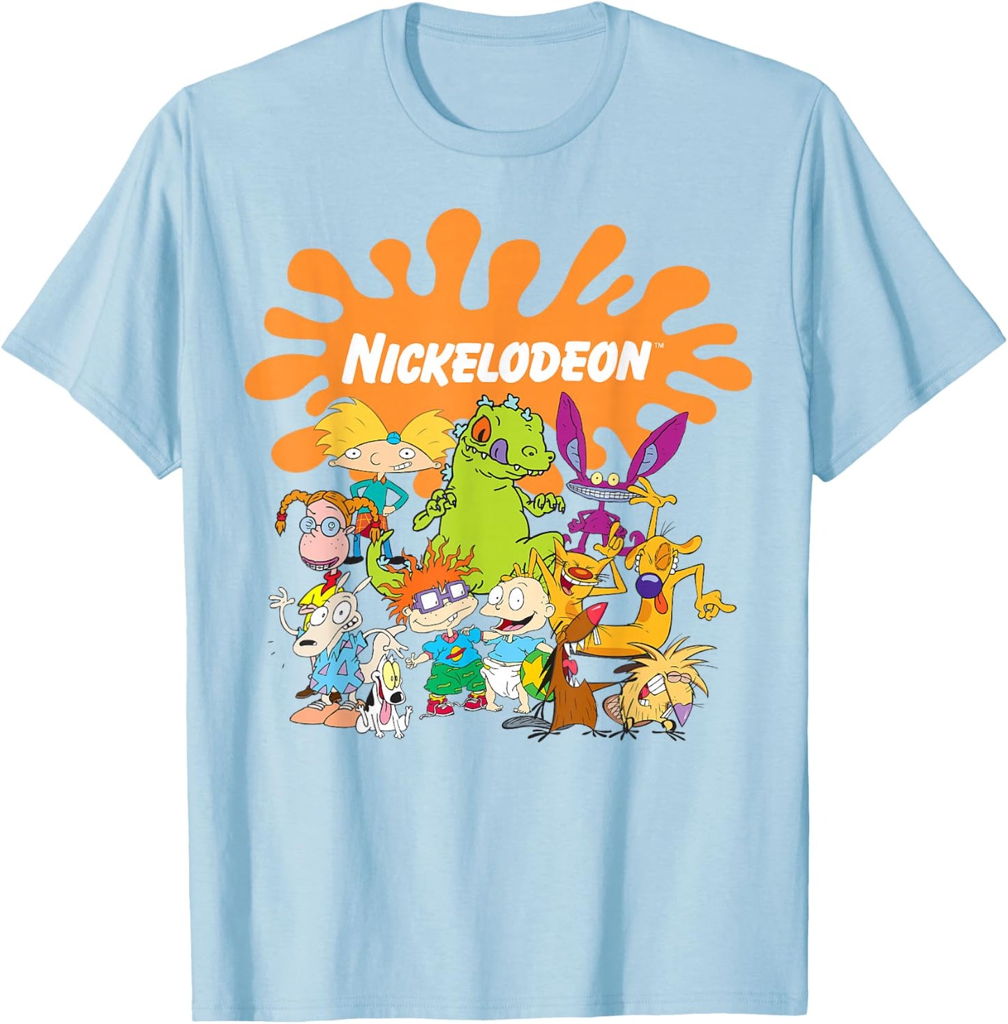Nickelodeon Logo Characters Group Shot T-Shirt - T-Shirt | Light Blue