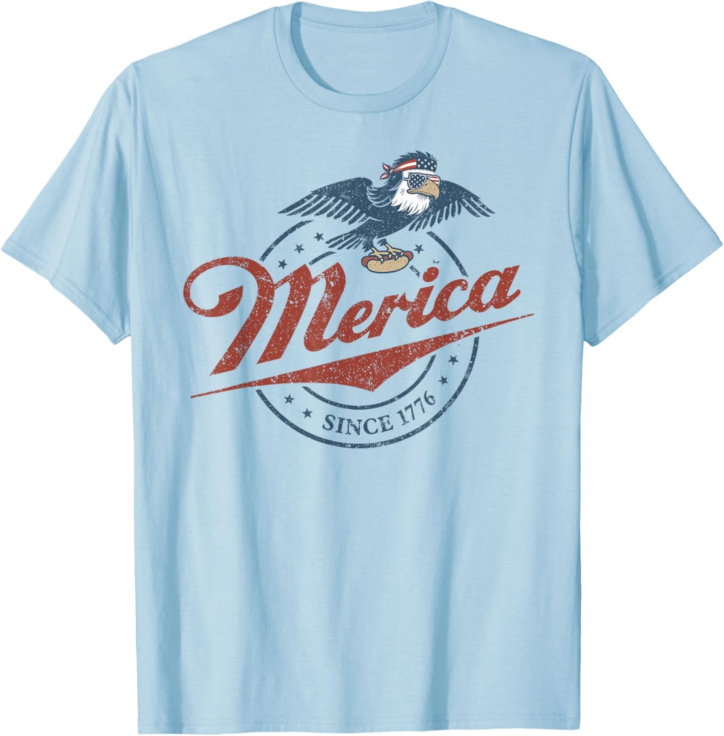 Merica Since 1776 Vintage T-Shirt - T-Shirt | Light Blue