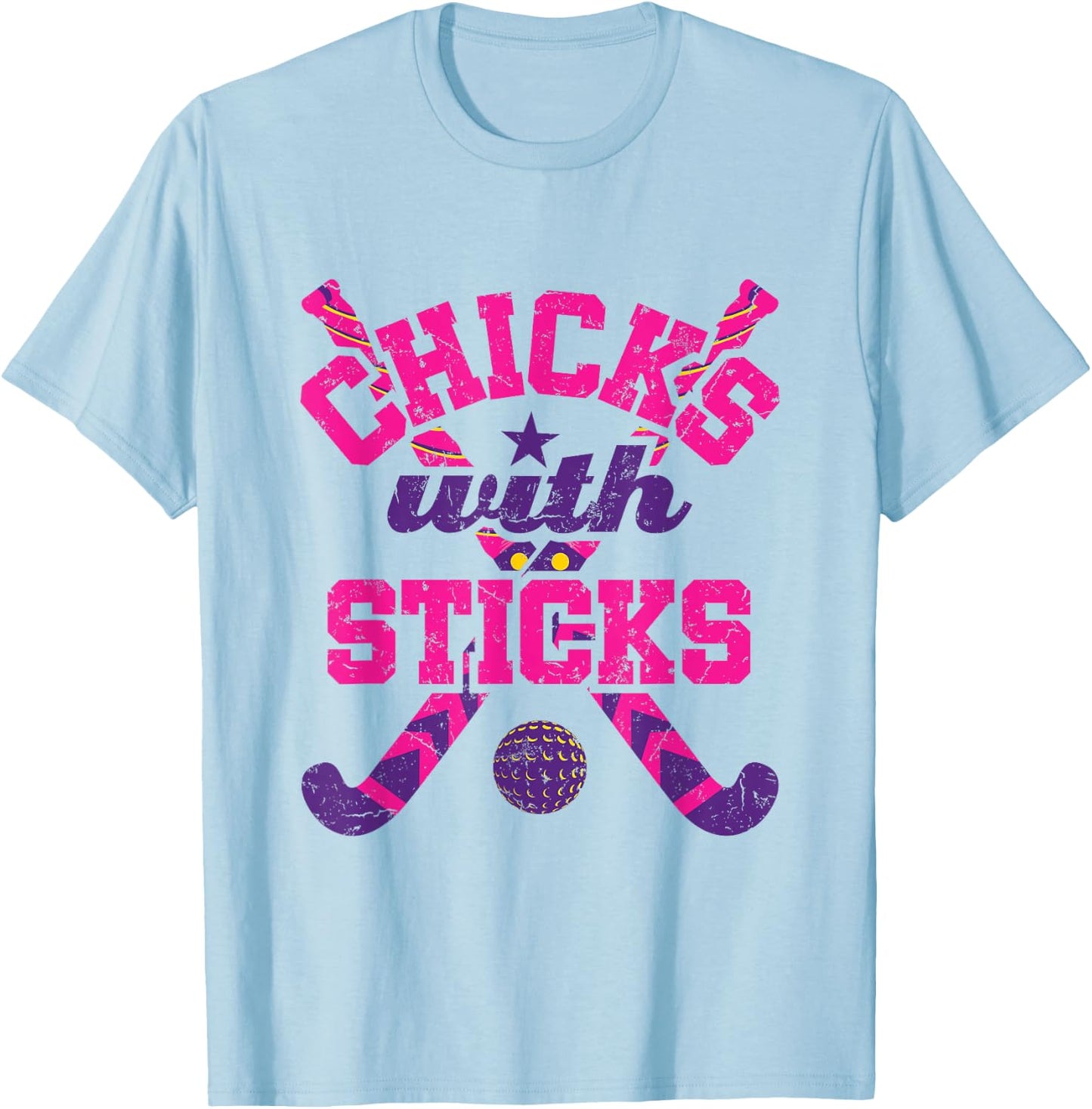 Chicks with Sticks Field Hockey T-Shirt - T-Shirt | Light Blue