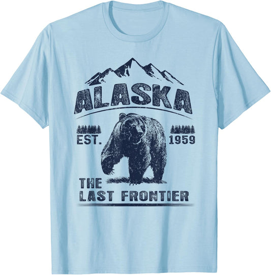 Bear Alaska The Last Frontier T-Shirt - T-Shirt | Light Blue