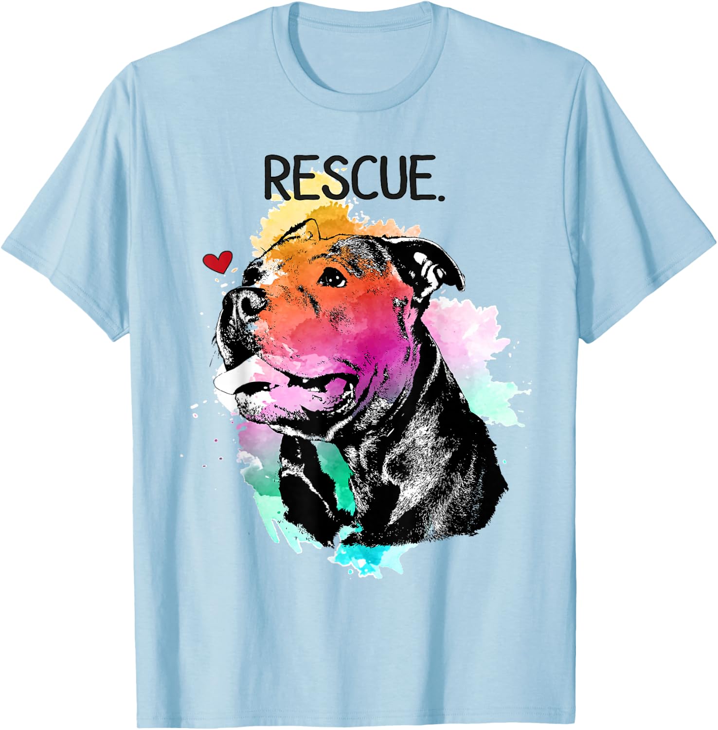 Pitbull Rescue Dog Adopt Don't Shop Watercolor Pittie Mom T-Shirt - T-Shirt | Light Blue