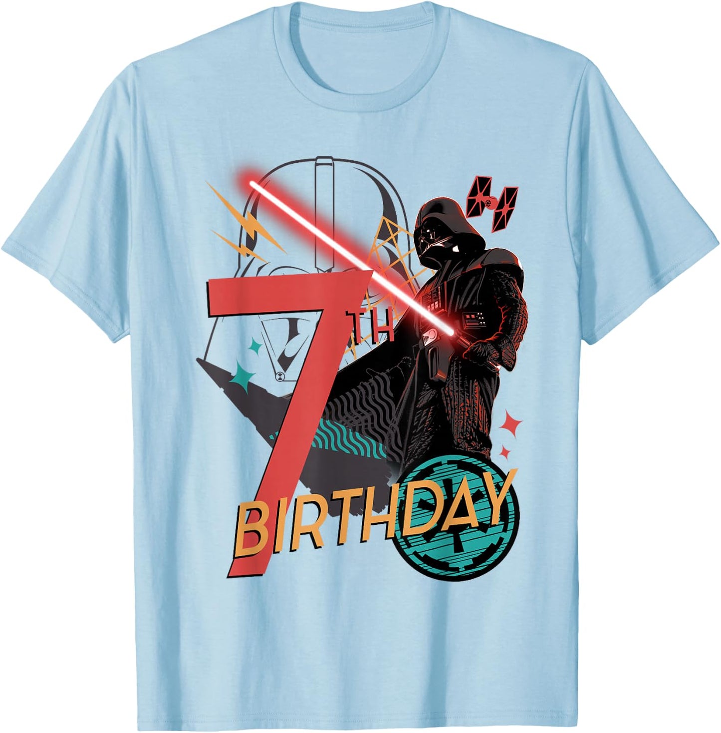 Star Wars Darth Vader 7th Birthday Abstract Background T-Shirt - T-Shirt | Light Blue