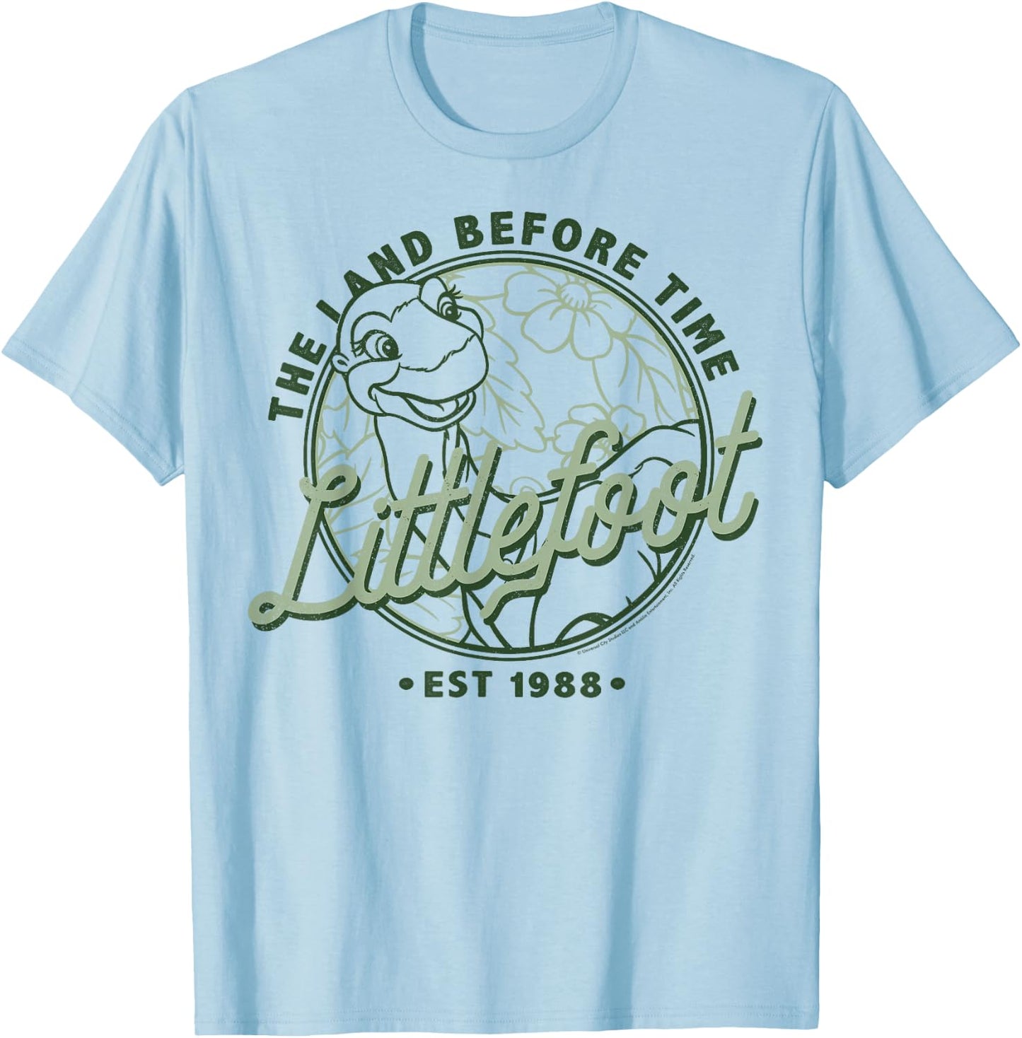Land Before Time Littlefoot Floral Logo T-Shirt - T-Shirt | Light Blue