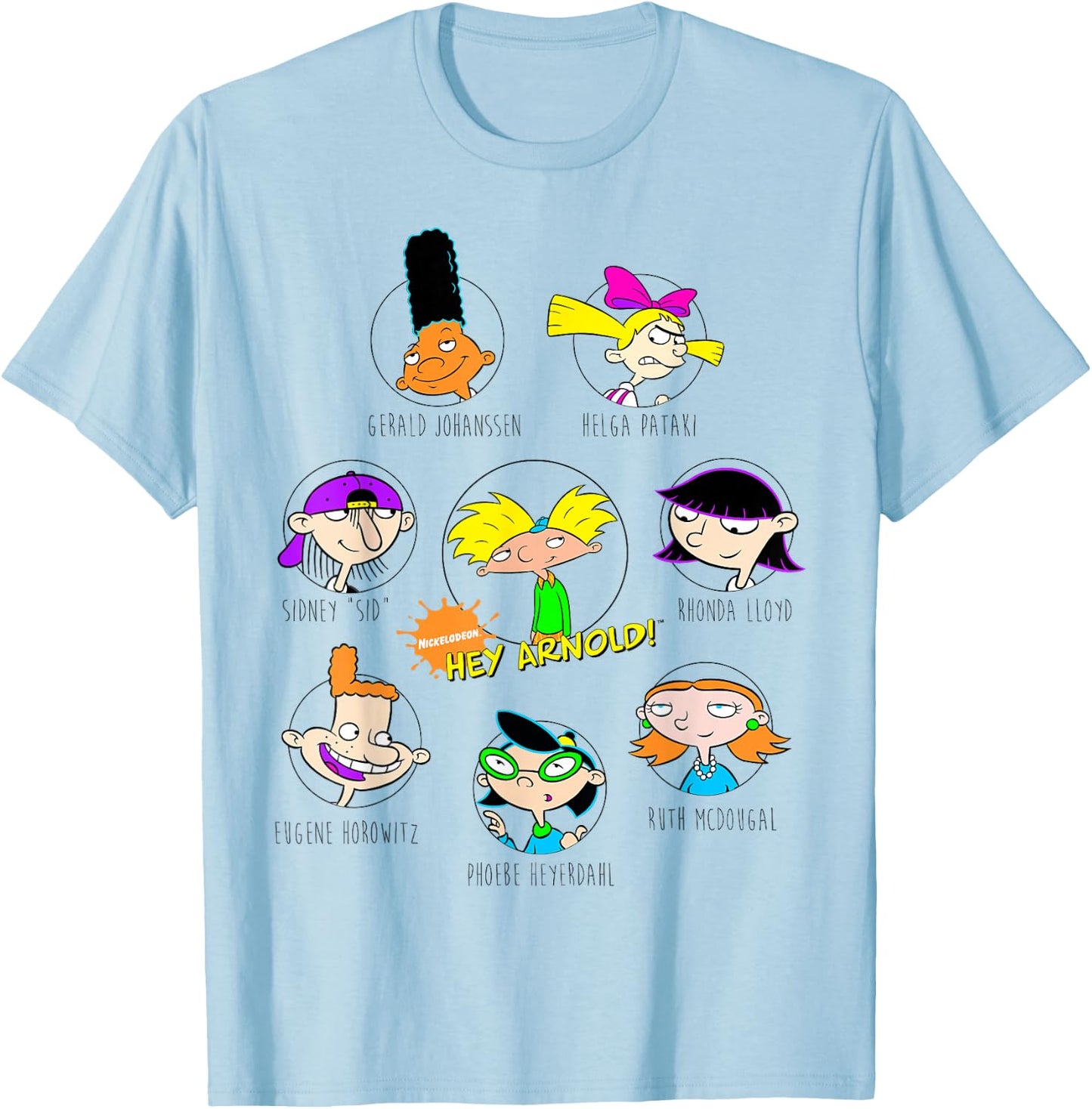 Nickelodeon Hey Arnold! Characters Graphic T-Shirt - T-Shirt | Light Blue