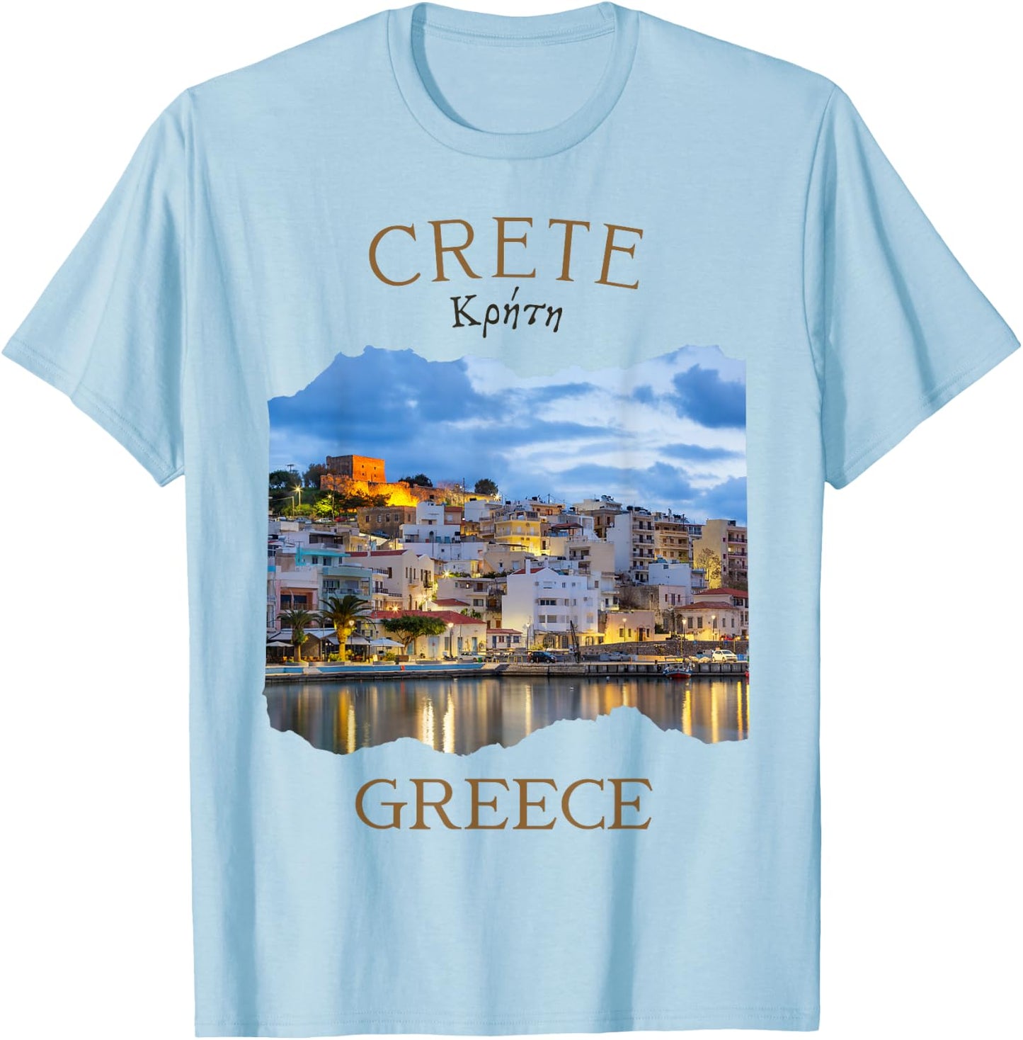 Greek Island Crete Greece featuring Rethimno Town Harbour T-Shirt - T-Shirt | Light Blue