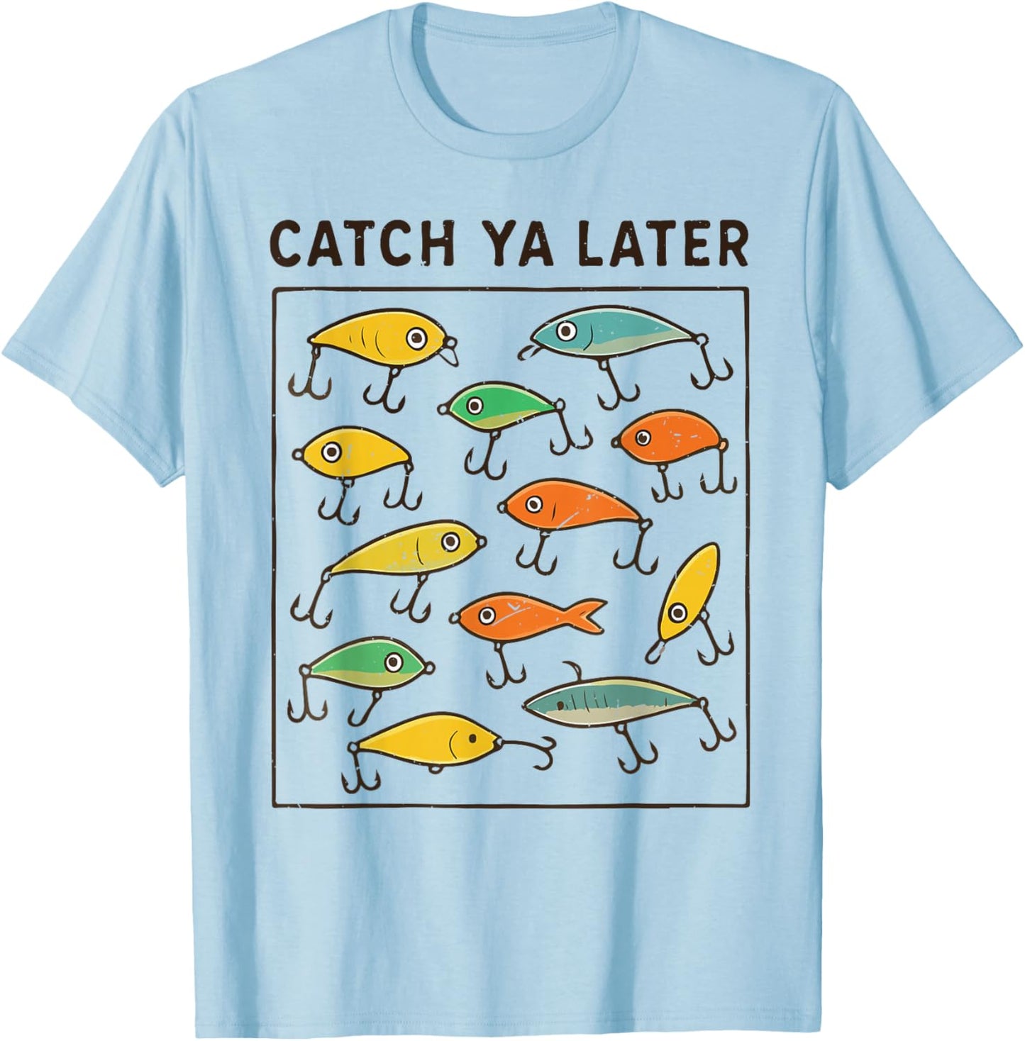 Boys Catch Ya Later Fishing Lure Funny Fisherman Youth Kids T-Shirt - T-Shirt | Light Blue