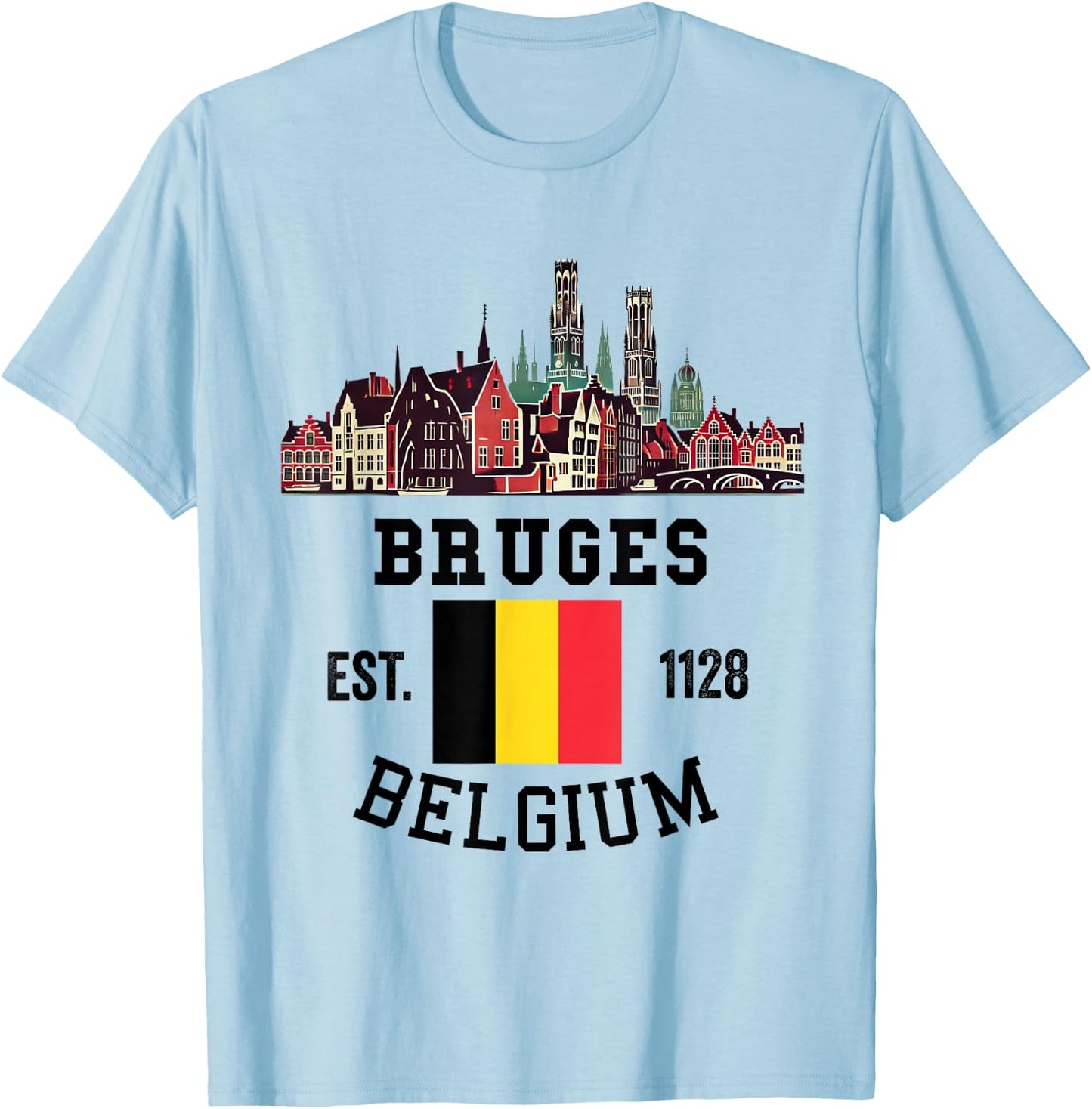 Bruges Belgium Souvenir Vacation Men Women Belgian Pride T-Shirt - T-Shirt | Light Blue