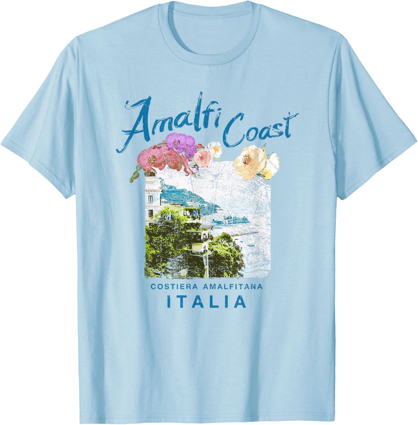 Italy Amalfi Coast Travel Italian Vintage T-Shirt - T-Shirt | Light Blue