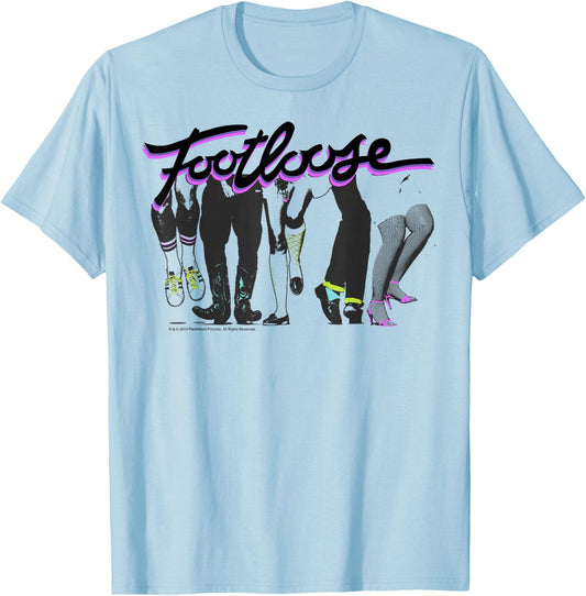 Footloose Dancing Feet Title Logo T-Shirt - T-Shirt | Light Blue