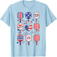 Cute USA Pickleball Patriotic Pickleball Paddles 4th of July T-Shirt - T-Shirt | Light Blue