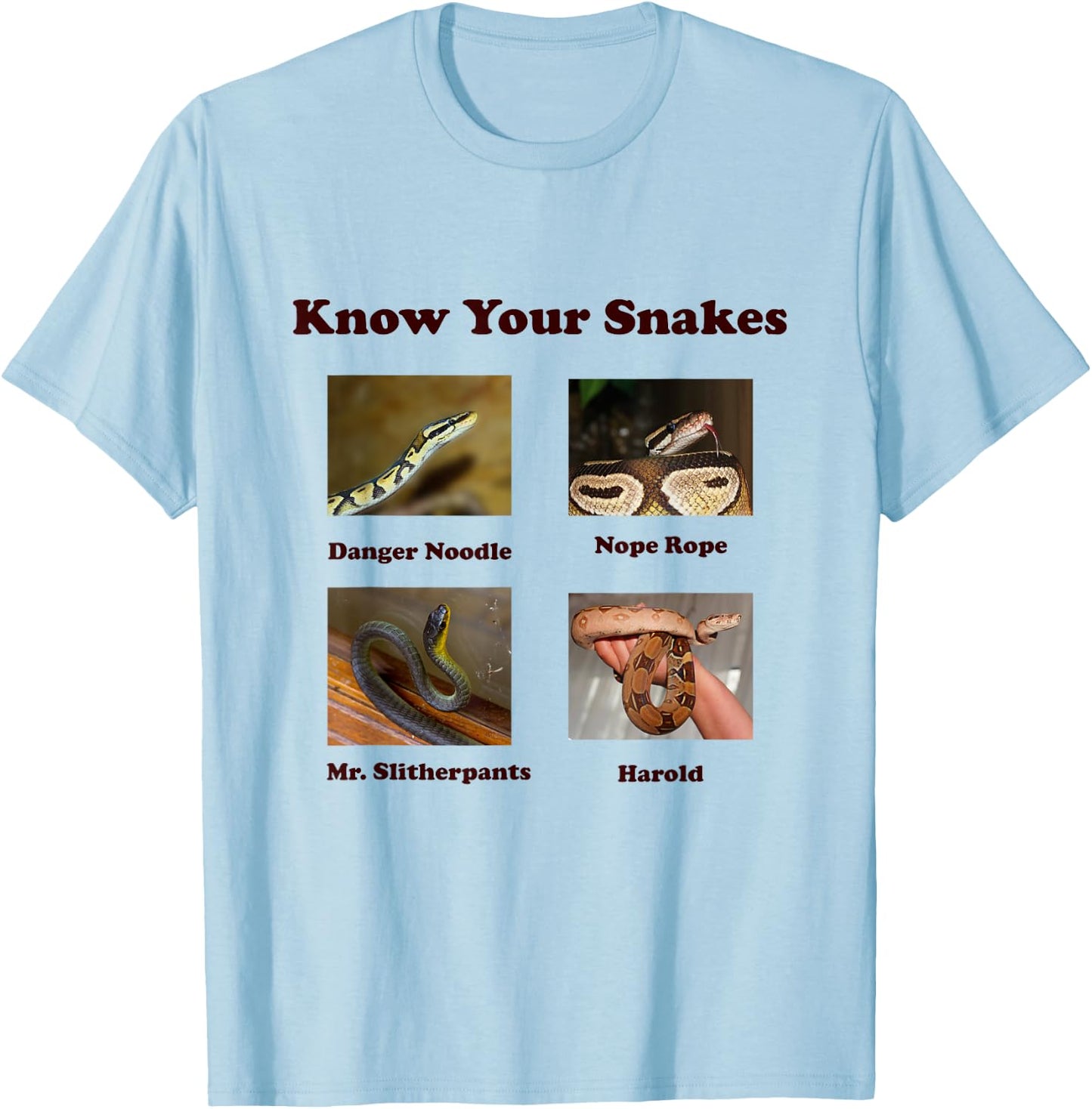 Know Your Snakes: Danger Noodle, Nope Rope T-Shirt - T-Shirt | Light Blue