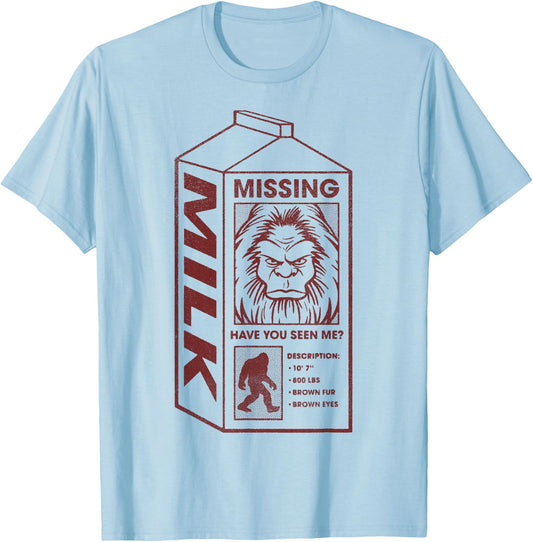 Milk Carton Missing Bigfoot T-Shirt - T-Shirt | Light Blue