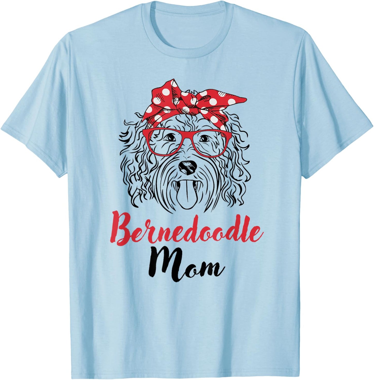 Cute Girls Red Bandana Bernedoodle Mom Dog Lover T-Shirt - T-Shirt | Light Blue