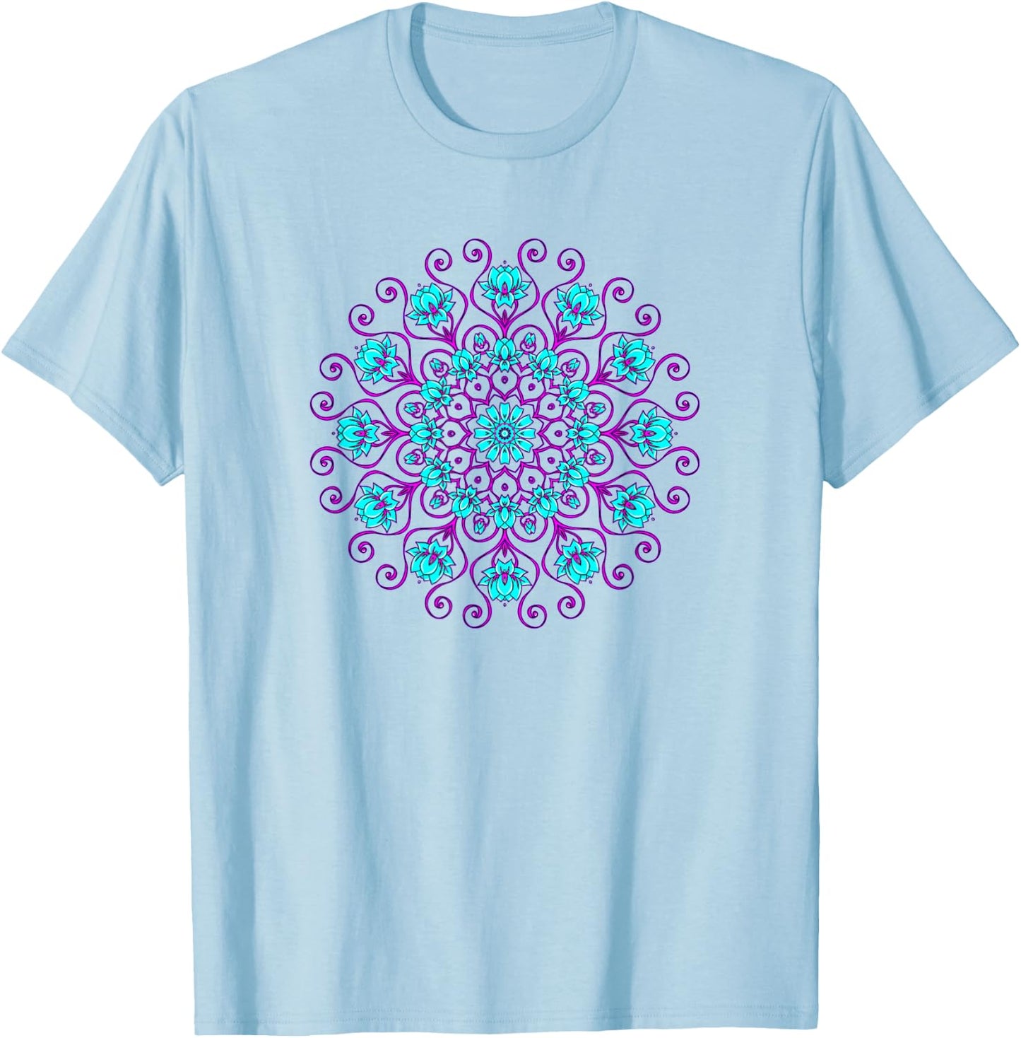 Lotus Flower Mandala Yoga Meditation Awareness Zen T-Shirt - T-Shirt | Light Blue