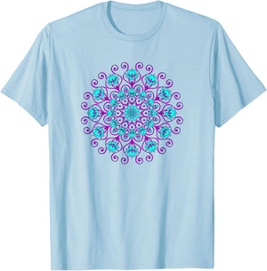 Lotus Flower Mandala Yoga Meditation Awareness Zen T-Shirt - T-Shirt | Light Blue
