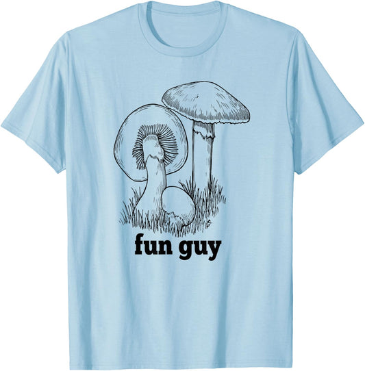 Funguy Funny Mushroom Fun Guy T-Shirt - T-Shirt | Light Blue