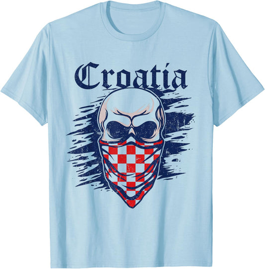 Croatia Hrvatska Flag Zagreb Croatian Jersey Retro T-Shirt - T-Shirt | Light Blue