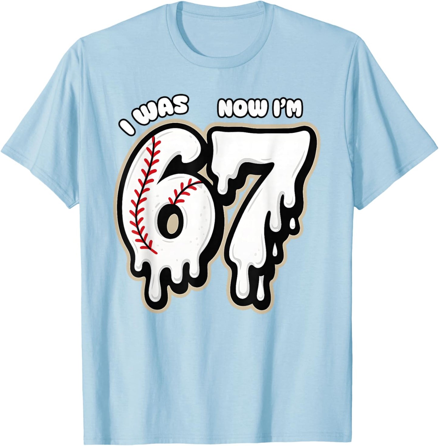 I was 6 Now I'm 7 Birthday Baseball Drip Boys Kids 67 Sport T-Shirt - T-Shirt | Light Blue