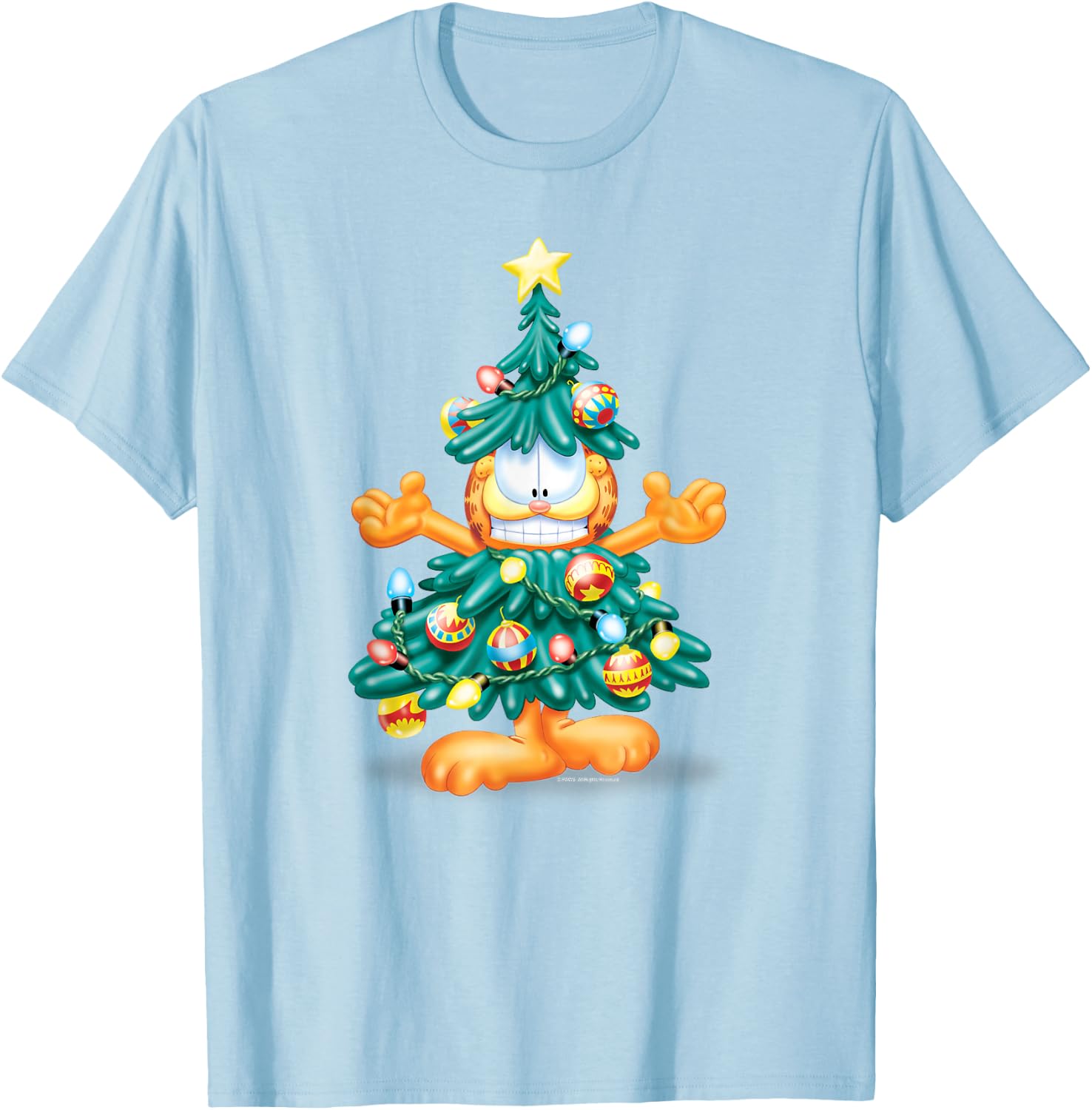 Garfield Christmas Tree T-Shirt - T-Shirt | Light Blue