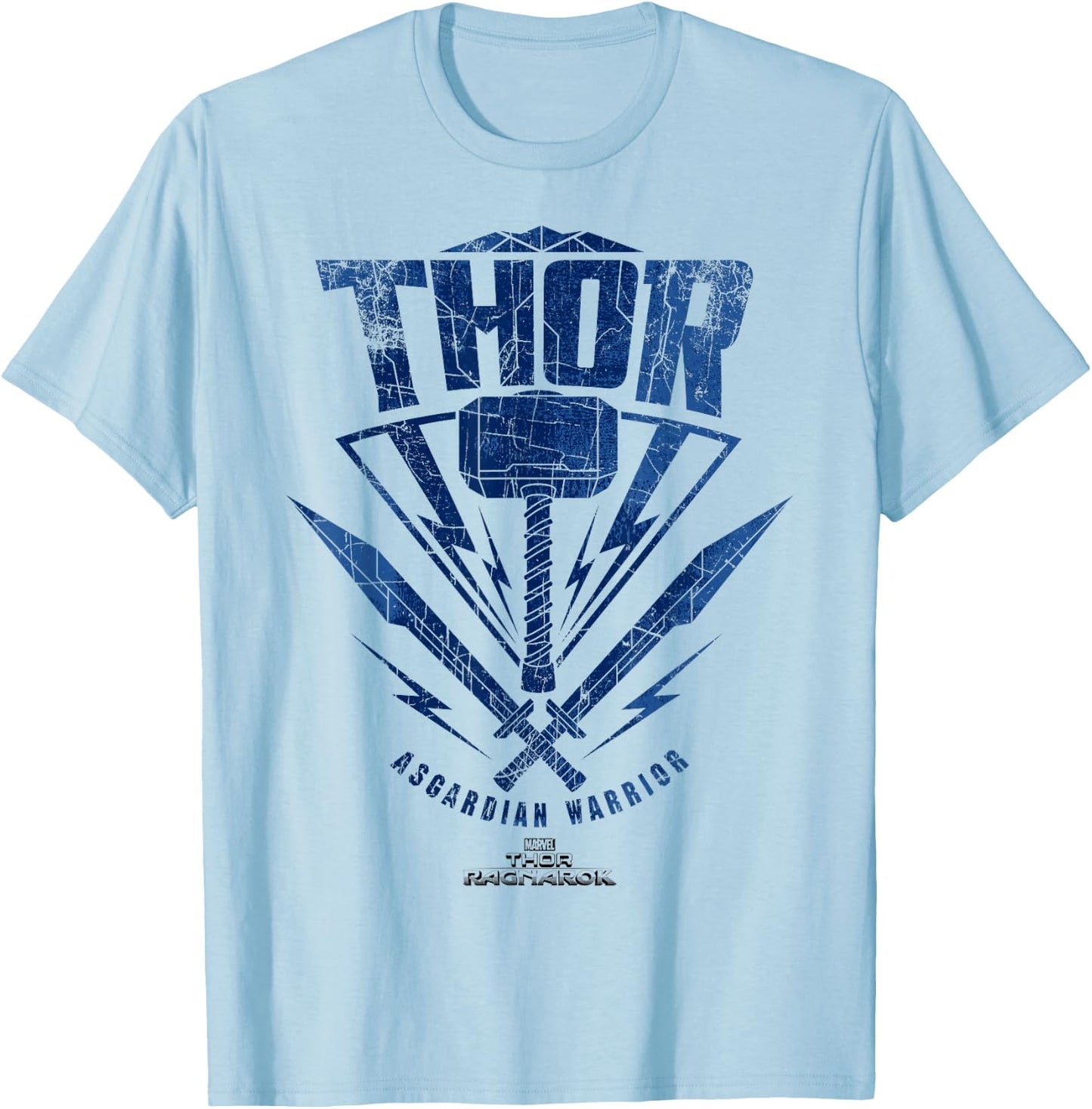 Marvel Thor Ragnarok Asgardian Warrior Hammer Shield T-Shirt - T-Shirt | Light Blue
