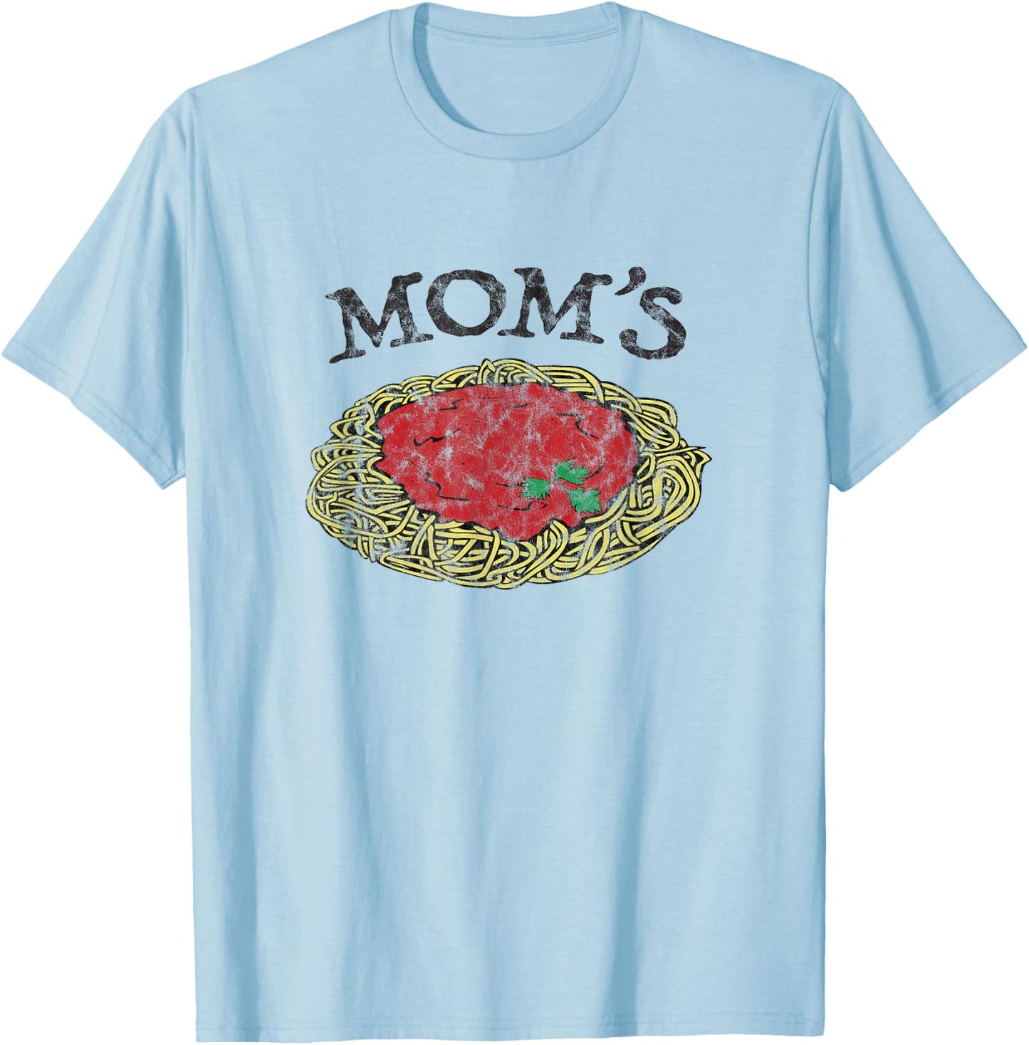 Mom's Spaghetti Funny Italian Graphic Print T-Shirt - T-Shirt | Light Blue