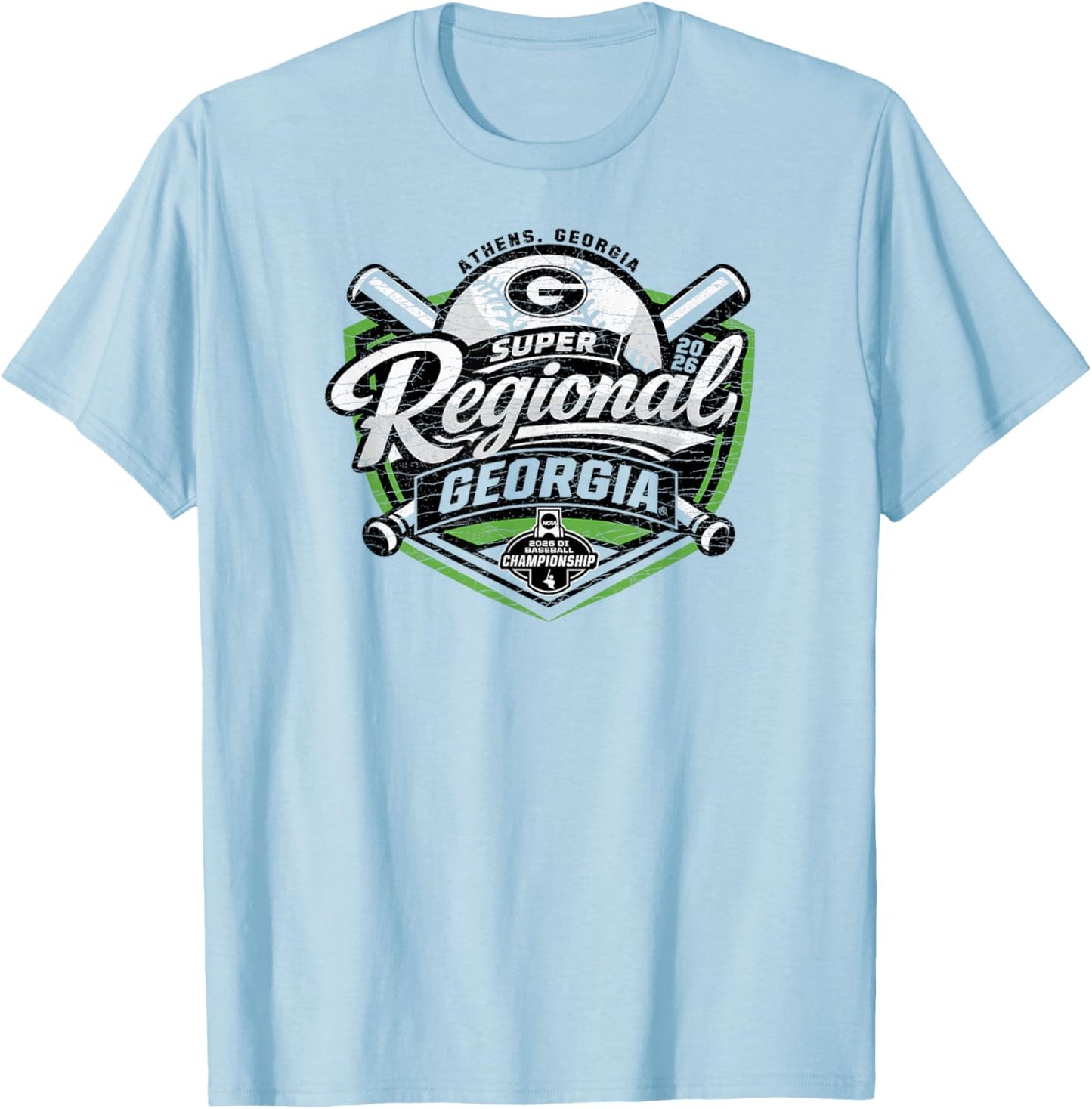 Georgia Bulldogs Super Regionals Baseball 2026 CWS T-Shirt - T-Shirt | Light Blue