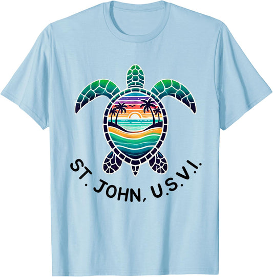 St. John U.S.V.I. US Virgin Island Souvenir Vacation Reminde T-Shirt - T-Shirt | Light Blue
