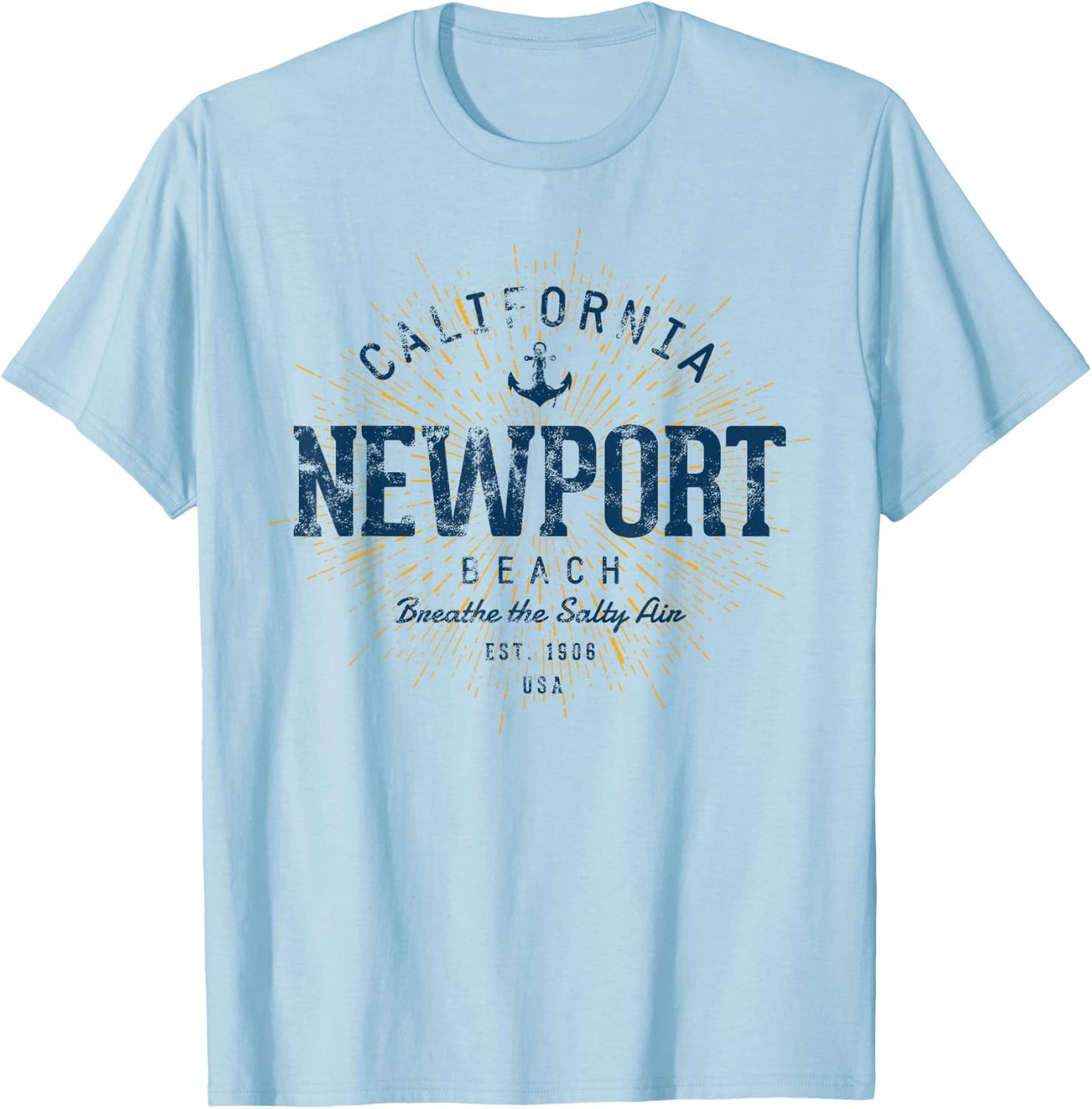 Vintage Newport Beach Retro T-Shirt - T-Shirt | Light Blue
