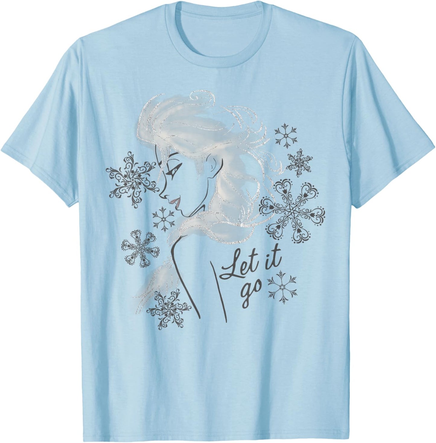 Disney Frozen Elsa Let It Go Profile Sketch T-Shirt - T-Shirt | Light Blue