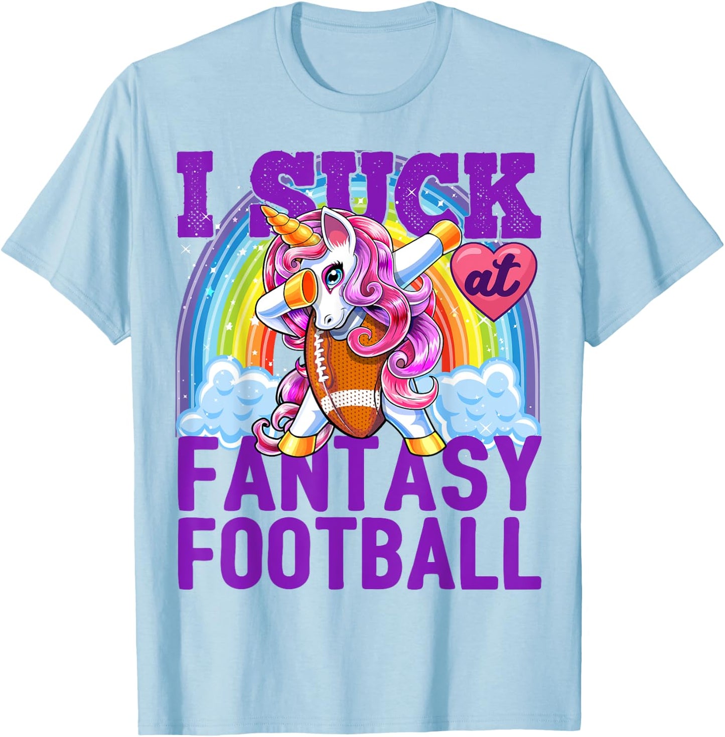 I Suck at Fantasy Football Dabbing Unicorn Loser Shirt Men T-Shirt - T-Shirt | Light Blue