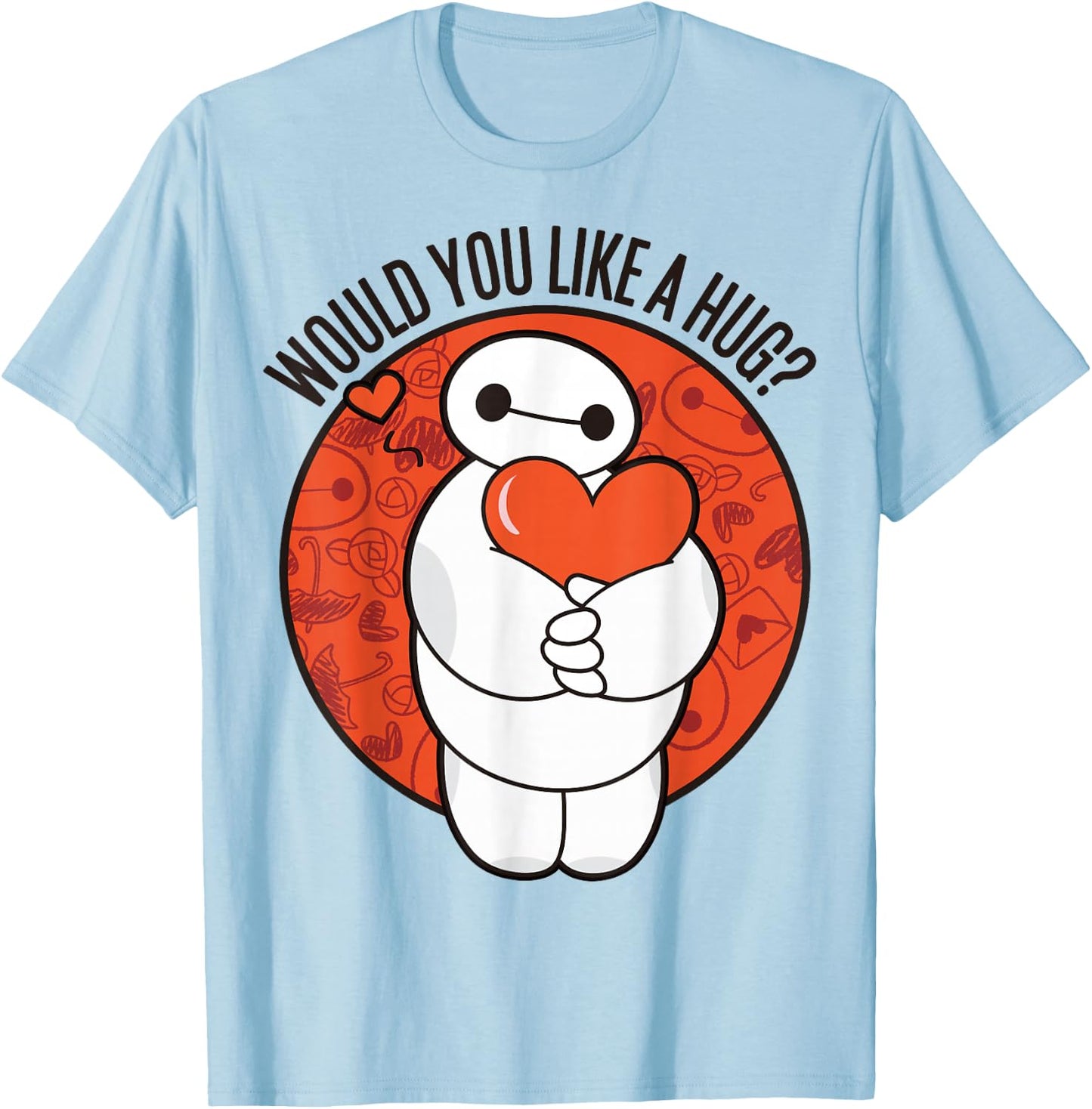 Disney Big Hero 6 Valentine's Day Baymax Hug Heart Logo T-Shirt - T-Shirt | Light Blue