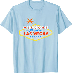 Welcome to Las Vegas Fabulous Nevada Sign T-Shirt - T-Shirt | Light Blue