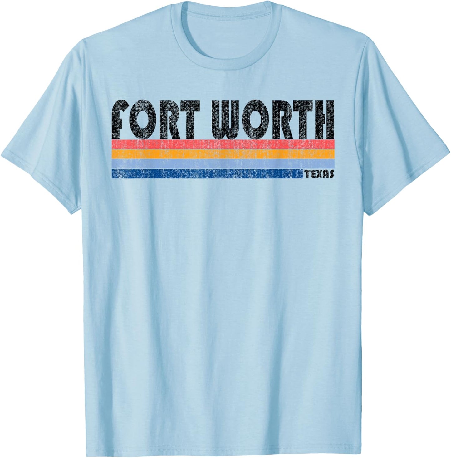Vintage 1980s Style Fort Worth TX T-Shirt - T-Shirt | Light Blue