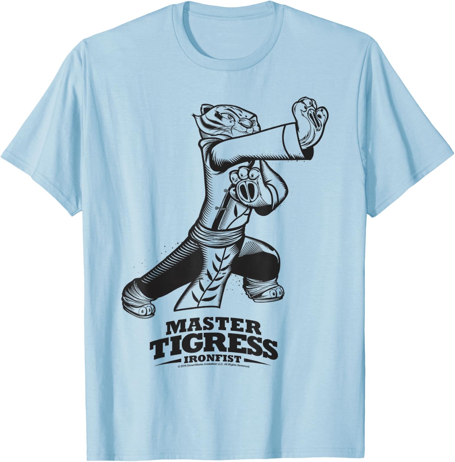 Kung Fu Panda Master Tigress Iron Fist Sketch Portrait T-Shirt - T-Shirt | Light Blue