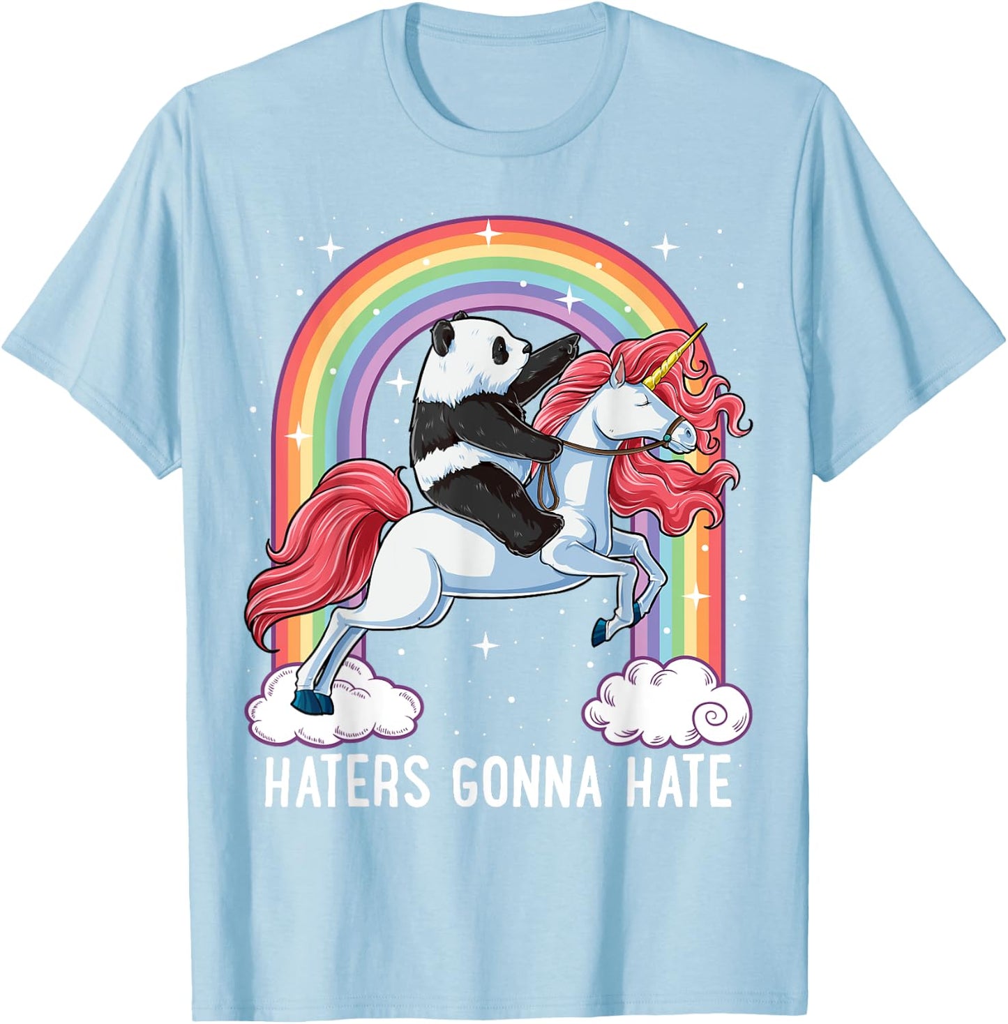 Panda Riding Unicorn Funny Haters Gonna Hate Pandicorn Girls T-Shirt - T-Shirt | Light Blue