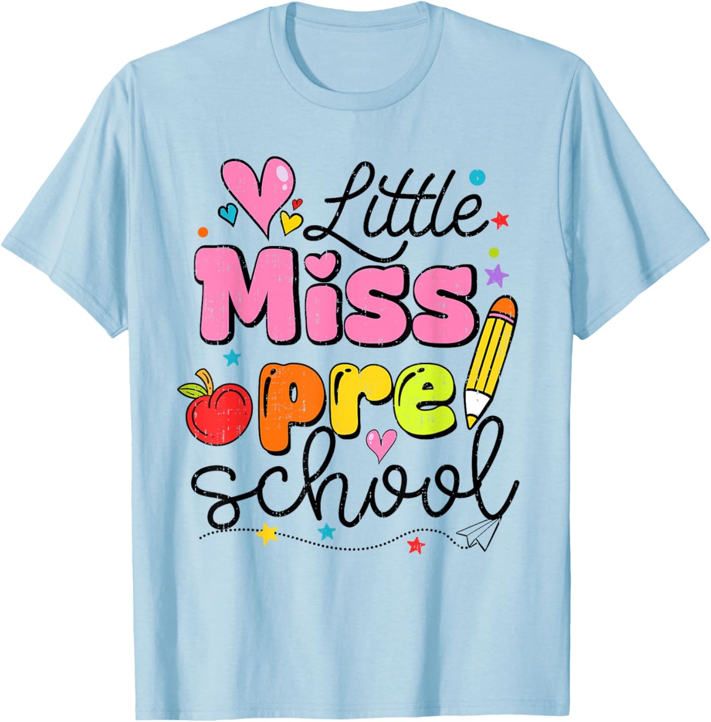 Little Miss Preschool Back to School Cute Preschool Girls T-Shirt - T-Shirt | Light Blue