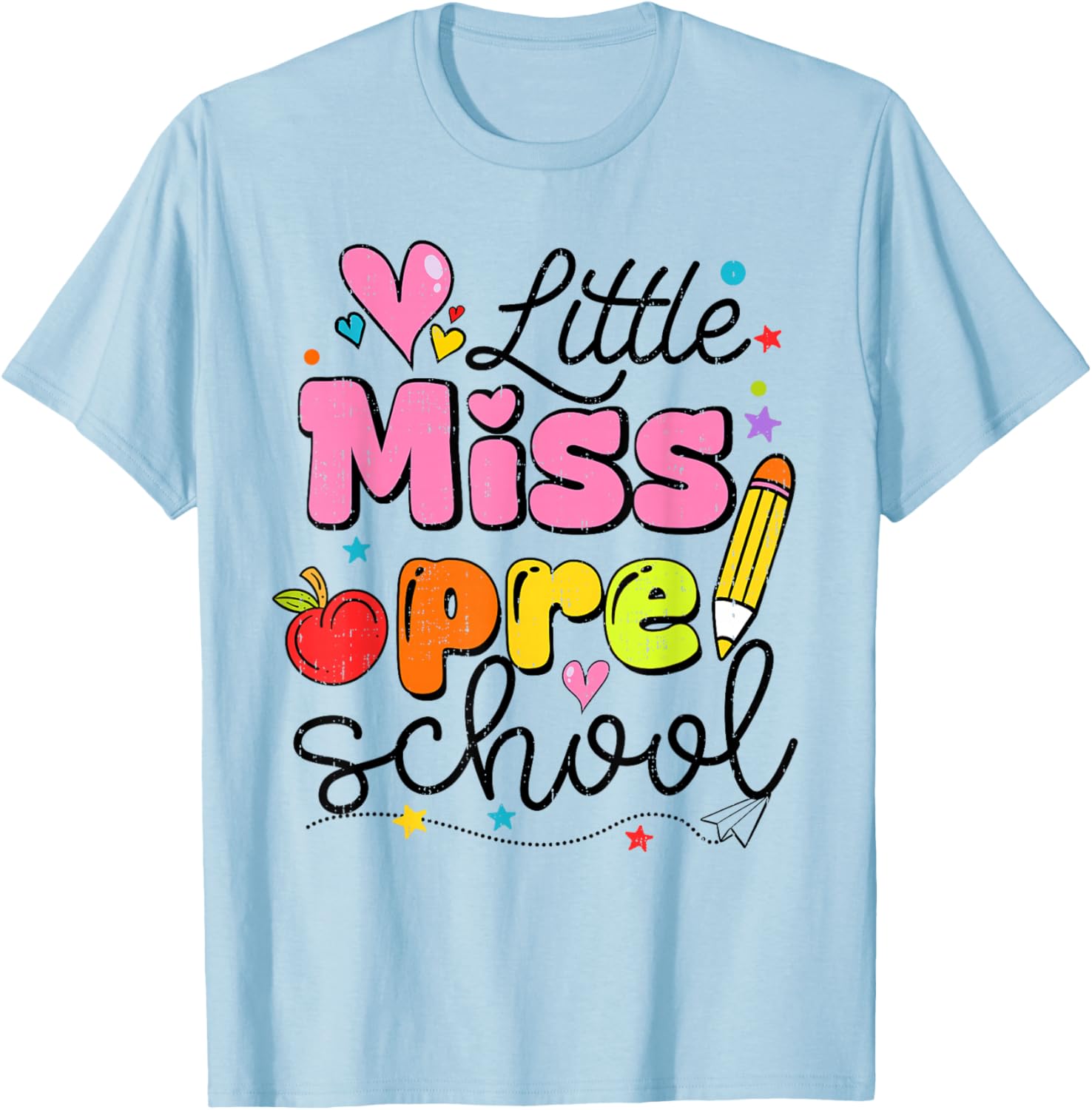 Little Miss Preschool Back to School Cute Preschool Girls T-Shirt - T-Shirt | Light Blue