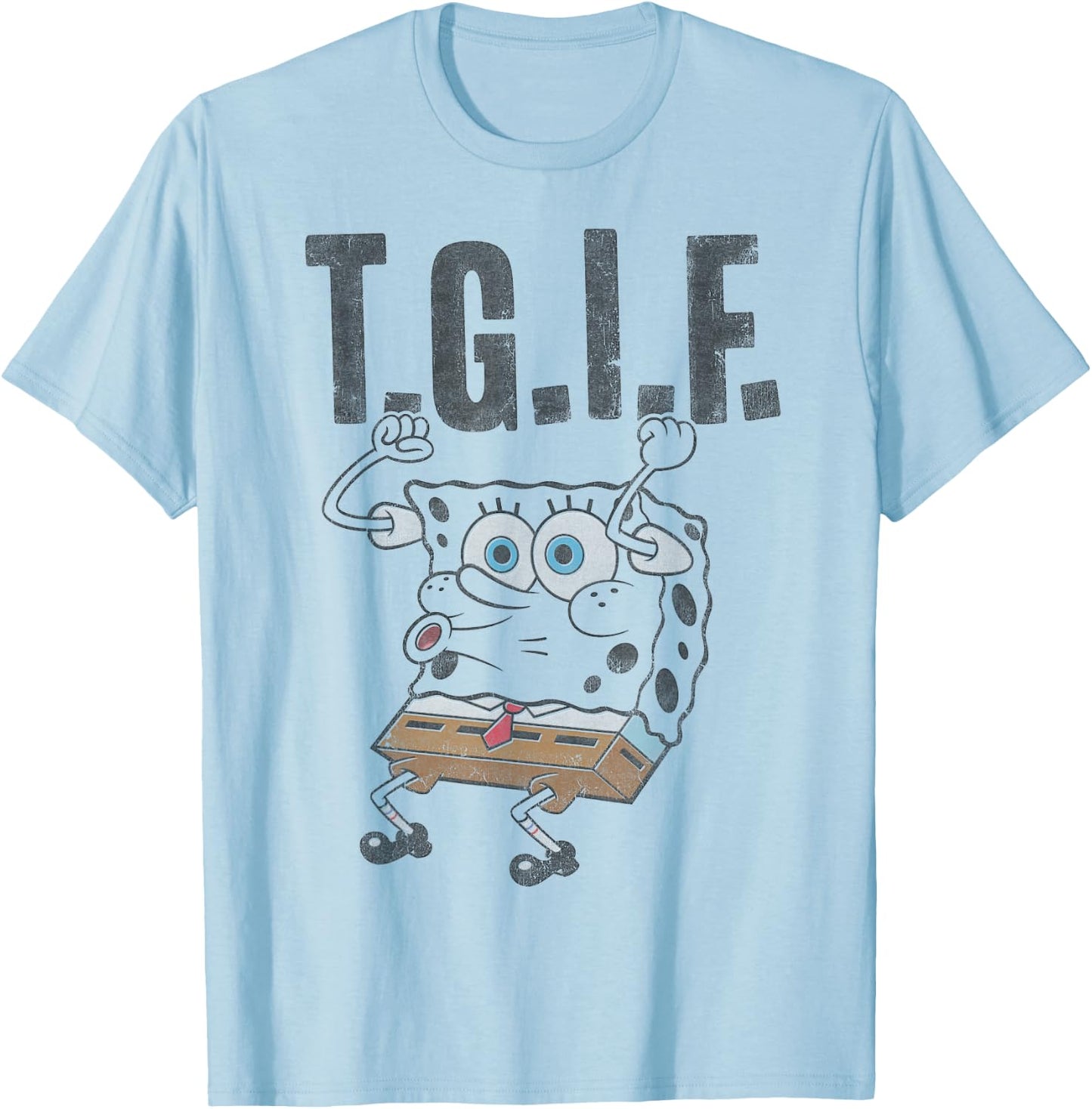 Spongebob SquarePants T.G.I.F. Humorous T-Shirt - T-Shirt | Light Blue