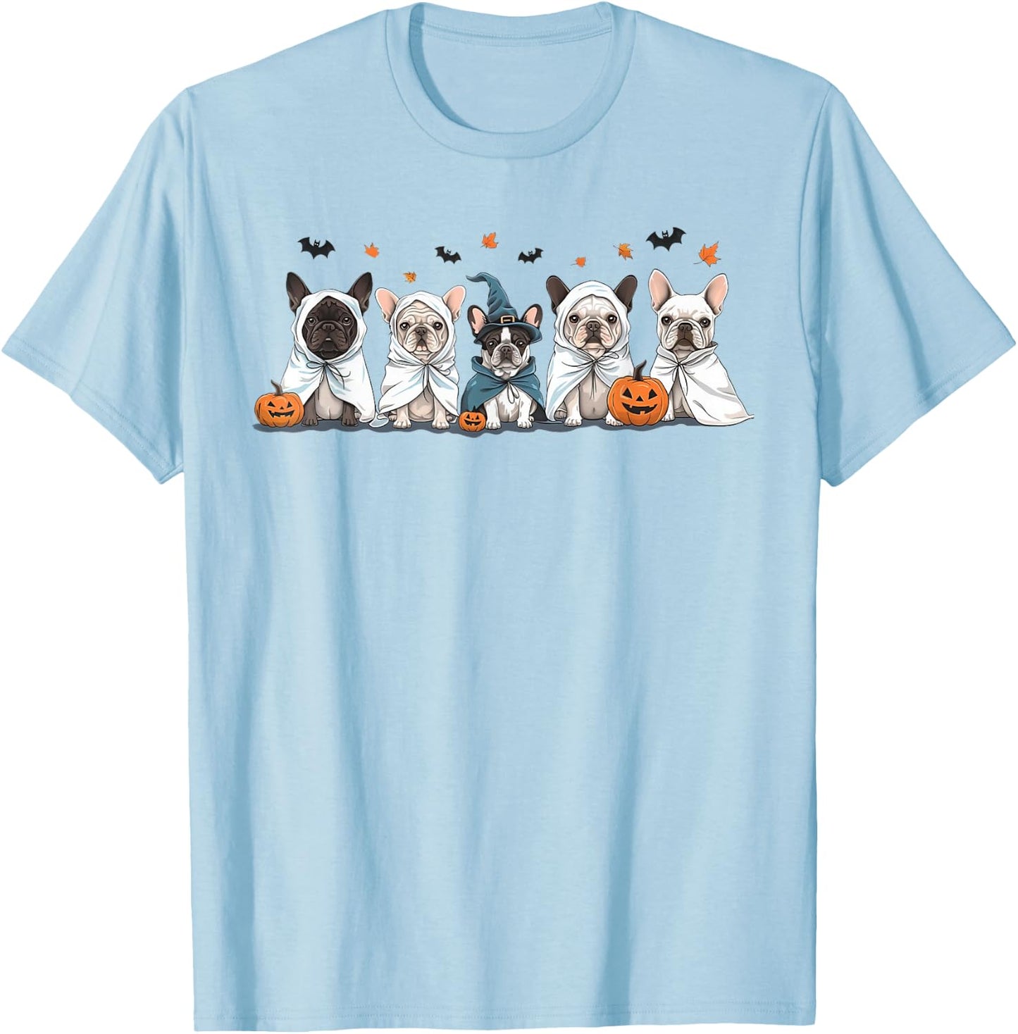 Funny Frenchie Halloween Costume Cute French Bulldog Ghost T-Shirt - T-Shirt | Light Blue