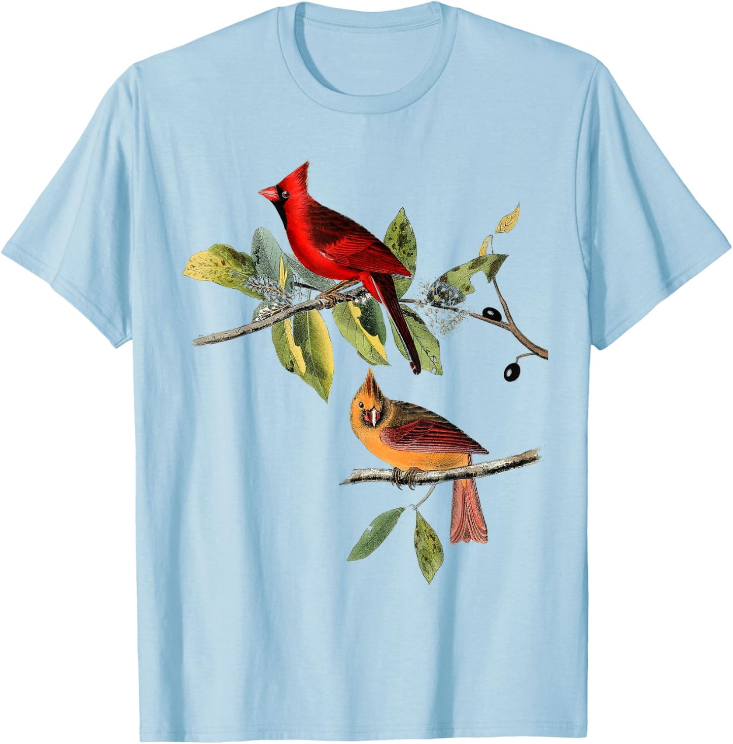 Red Cardinal Bird Male Female T-Shirt - T-Shirt | Light Blue
