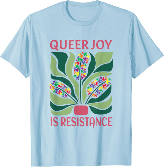 Retro Boho Floral Pride Floral Pride Month Queer Joy T-Shirt - T-Shirt | Light Blue