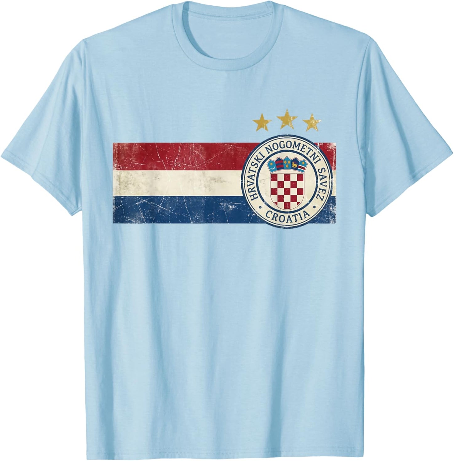 Croatia Hrvatska Flag Zagreb Croatian Jersey Retro T-Shirt - T-Shirt | Light Blue