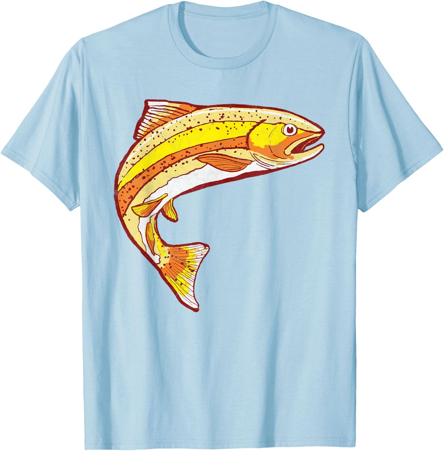 Mountain Life Outdoor Junkie Vintage Golden Trout Fishing Retro Fish Graphic T-Shirt - T-Shirt | Light Blue