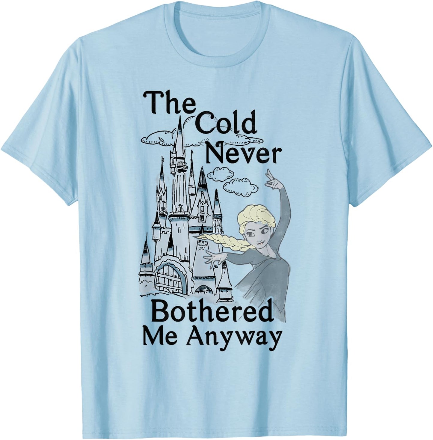 Disney Frozen Elsa Cold Never Bothered Me Graphic T-Shirt - T-Shirt | Light Blue