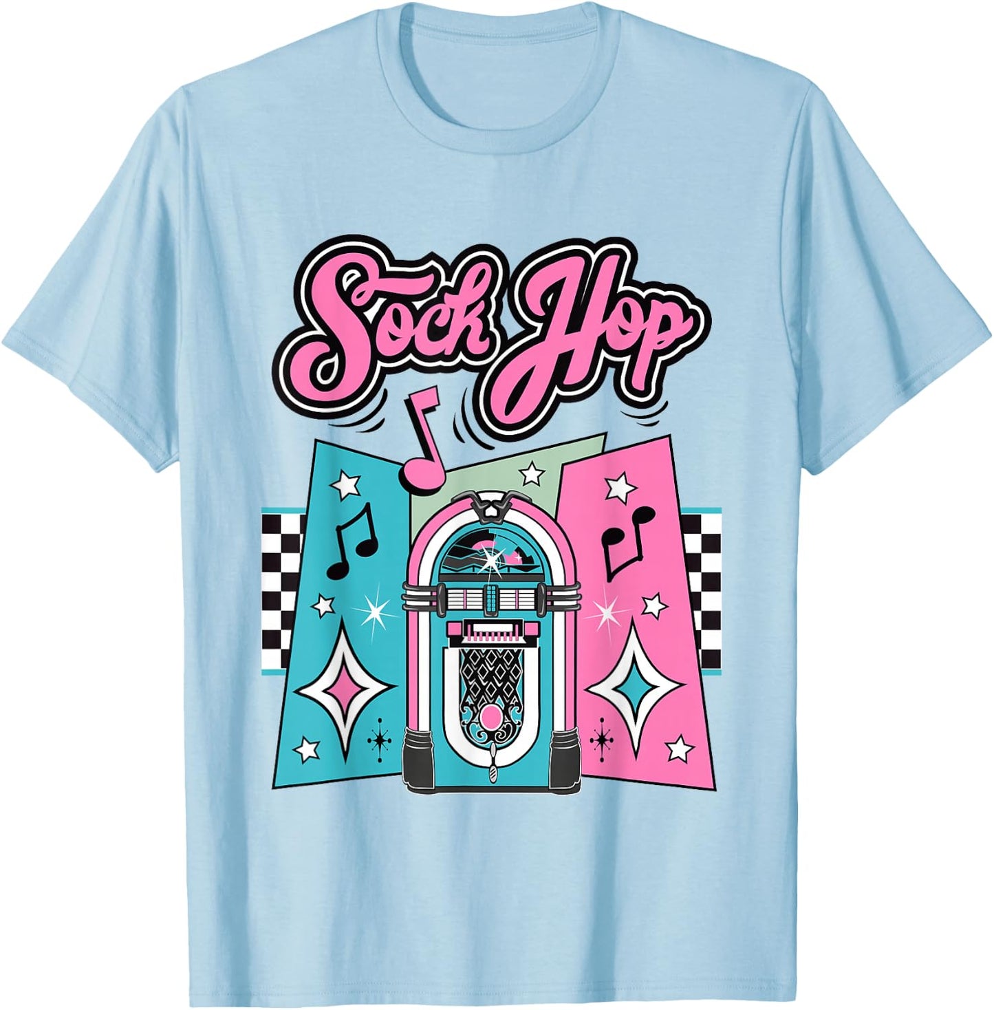 1950s Sock Hop Costume Retro 50s Vintage Rockabilly Doo Wop T-Shirt - T-Shirt | Light Blue