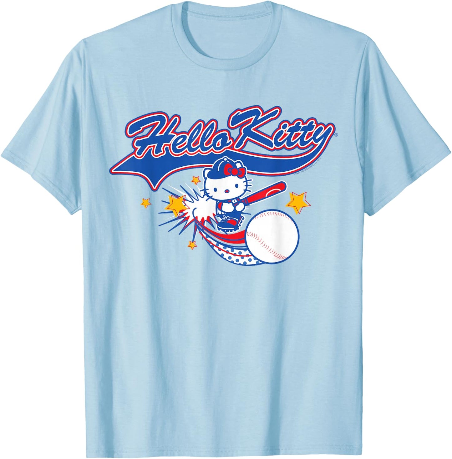Hello Kitty Home Run Baseball Softball Shirt T-Shirt - T-Shirt | Light Blue