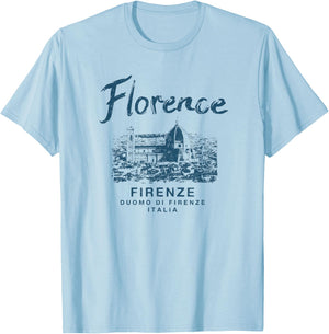 Florence Italy Duomo di Firenze Vintage Italian T-Shirt - T-Shirt | Light Blue